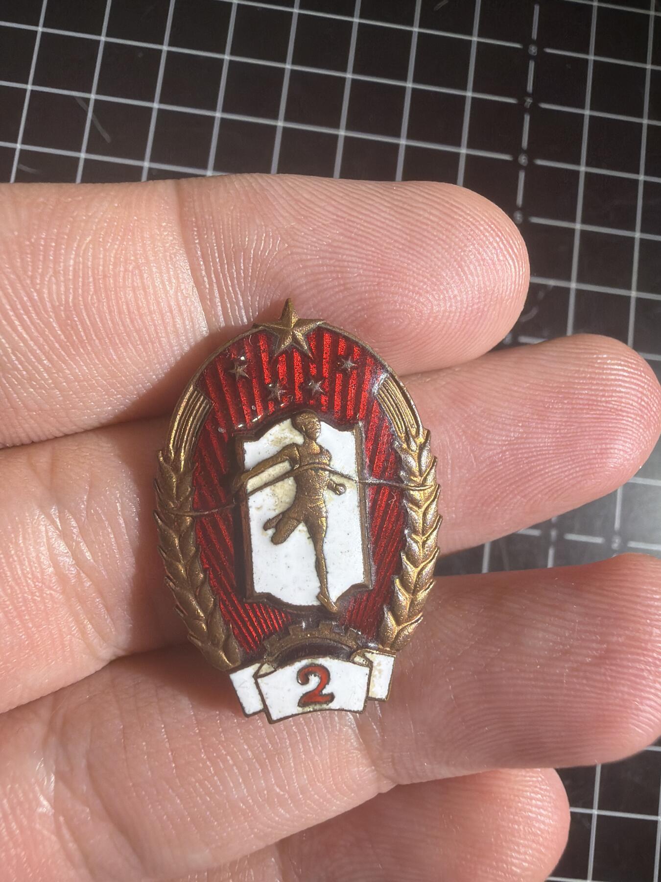 五十年代铜珐琅大劳卫制章