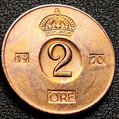 泉币菌-第219场-拍品多 请提前出价 - 瑞典1970年5欧尔皇冠 铜 