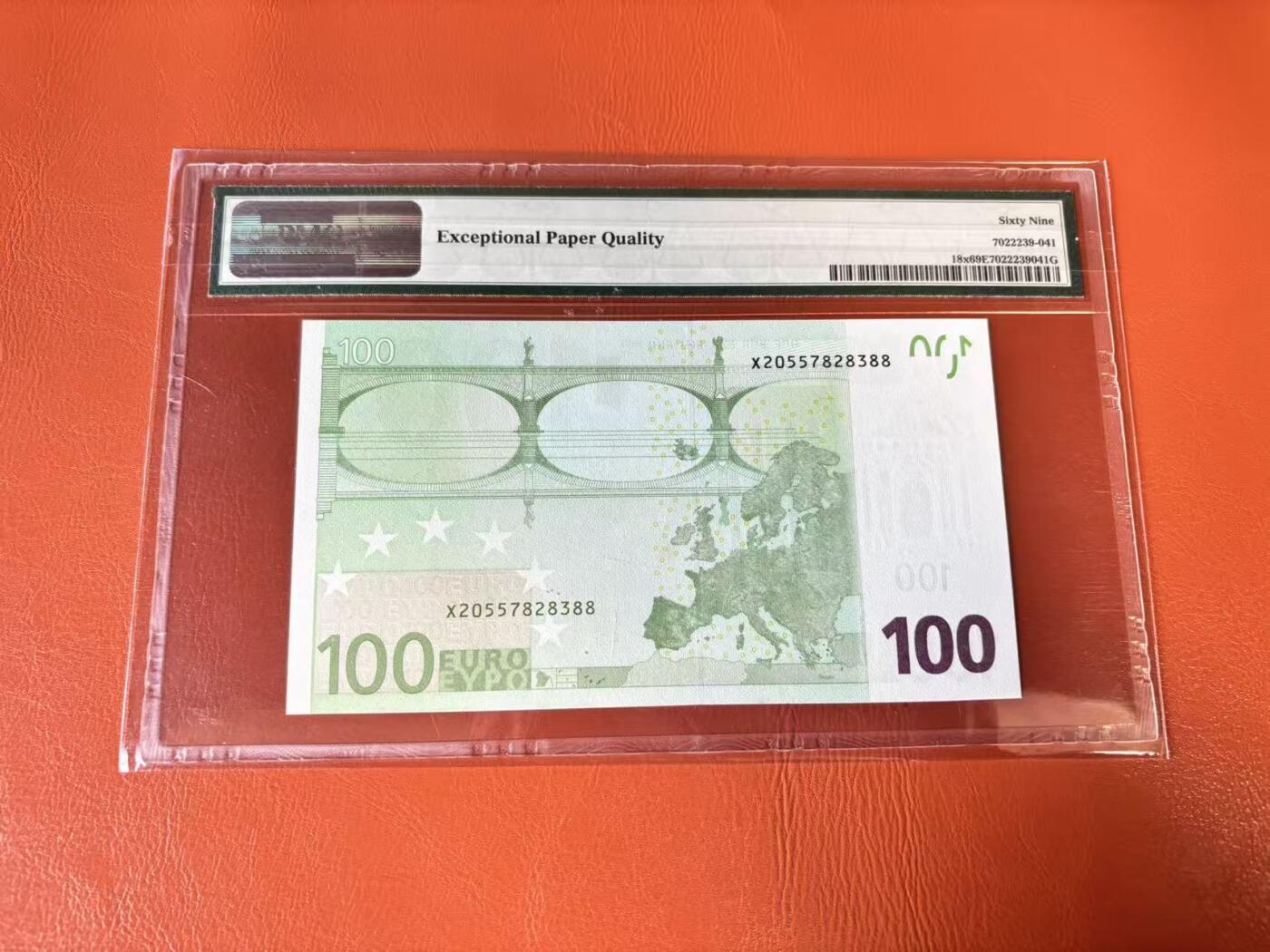 【Blue Auction】世界纸币精拍第802期——18级TOP拍卖/信誉/品质/专业/高效💫 【88尾】欧盟 2002年100欧元 PMG69EPQ 近满分 