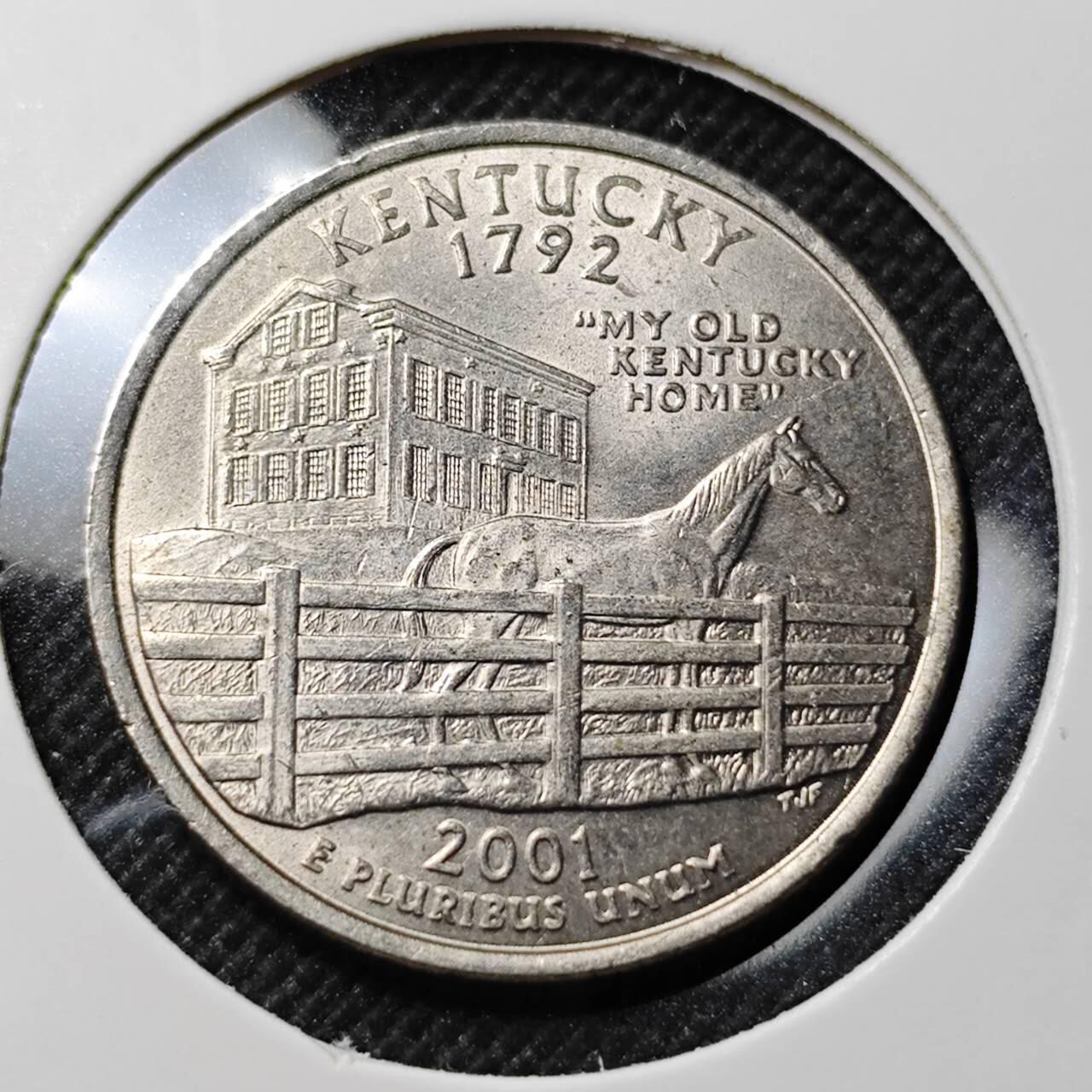 KK钱币收藏小铺  第414期 2月预留时间 周末发货 2001美国25分 纪念币 好品