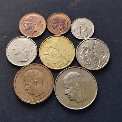 【全场包邮】纯粹捡漏拍518场 - 比利时1957-1980年BELGIQUE版8枚套币