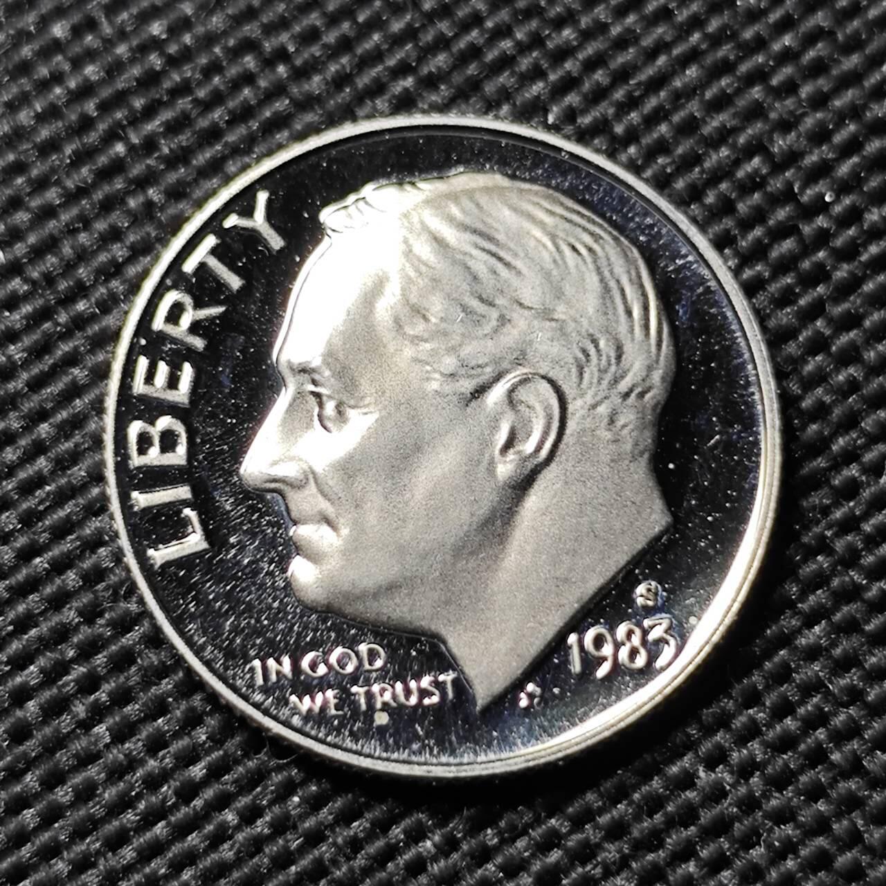 KK钱币收藏小铺  第414期 2月预留时间 周末发货 1983美国10分 精制币