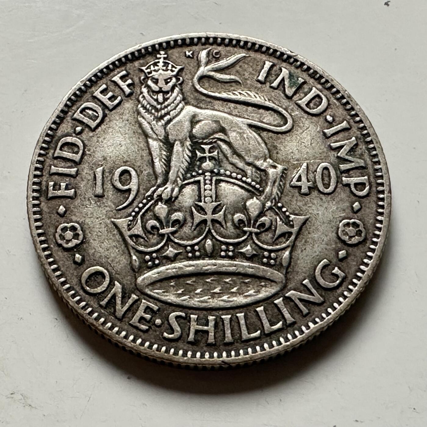 🌹外币初藏🌹🐯2026年第36场   每周二四六晚8️⃣点 接代拍 英国 1940年1先令银币 50%银-5.66g-23.5mm 