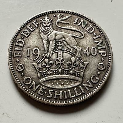 🌹外币初藏🌹🐯2026年第36场   每周二四六晚8️⃣点 接代拍 - 英国 1940年1先令银币 50%银-5.66g-23.5mm 