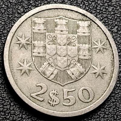 泉币菌-第219场-拍品多 请提前出价 - 葡萄牙2.5埃斯库多镍币 1965年 帆船 20mm 