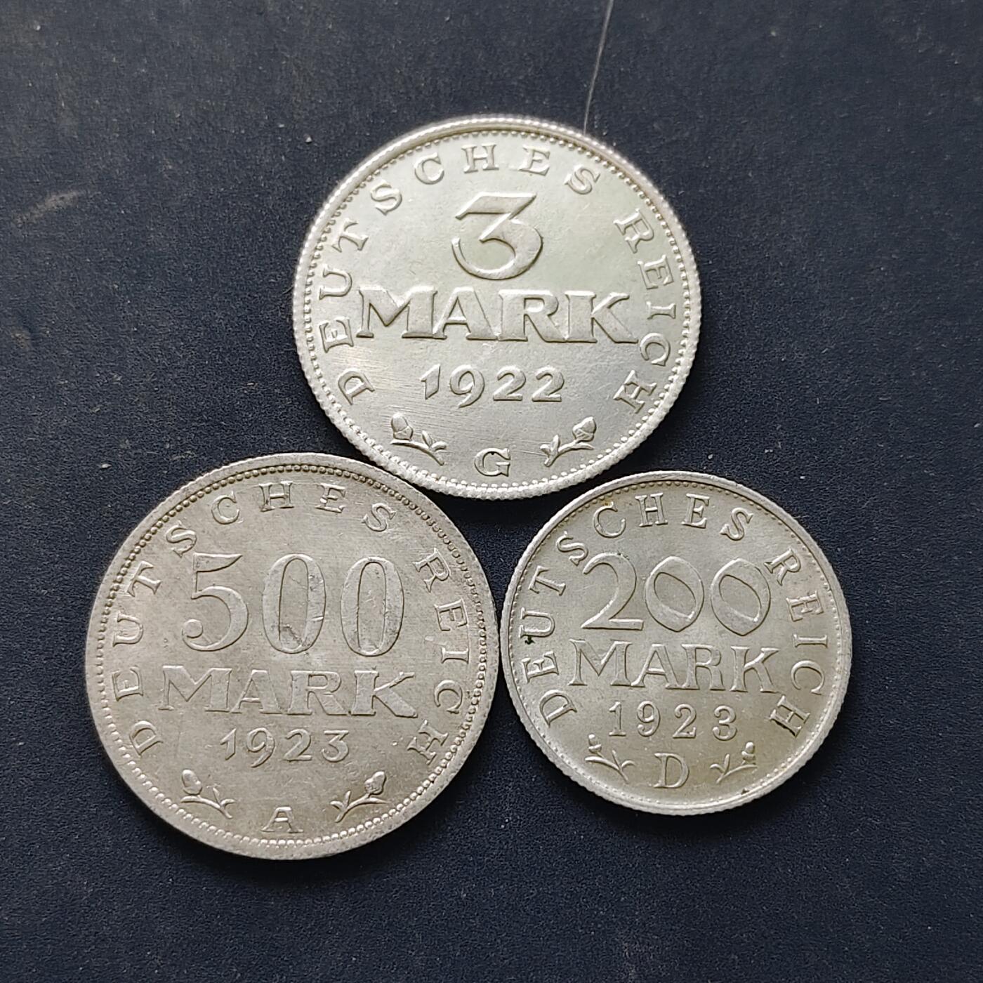 【全场包邮】纯粹捡漏拍518场 德国魏玛共和国1922-1923年3枚套币