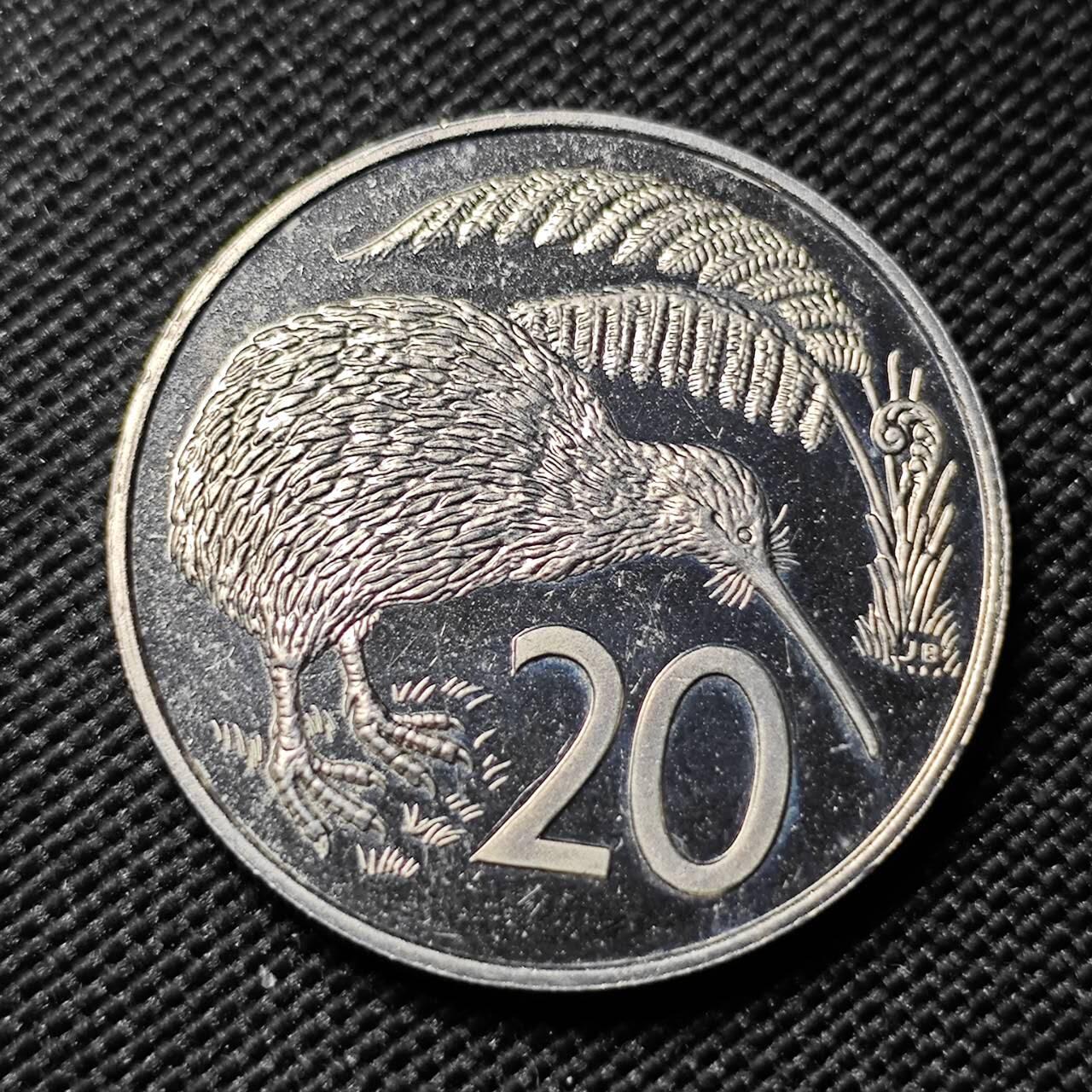 KK钱币收藏小铺  第414期 2月预留时间 周末发货 1984新西兰20分 精制币