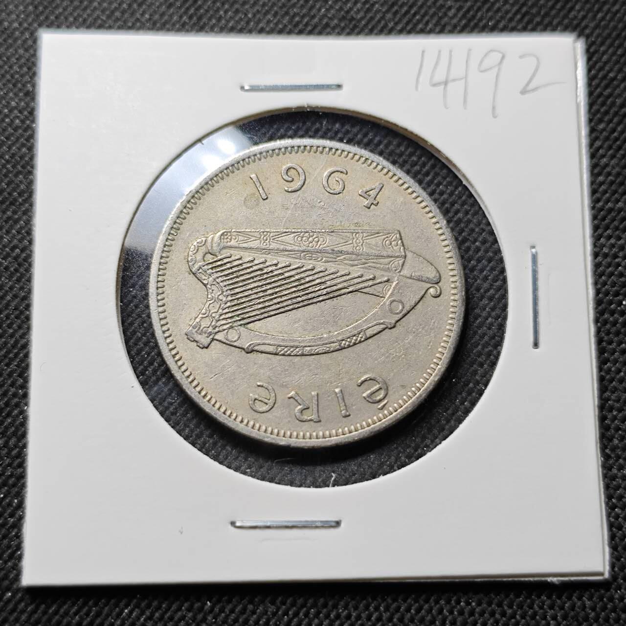 KK钱币收藏小铺  第414期 2月预留时间 周末发货  1964爱尔兰2先令