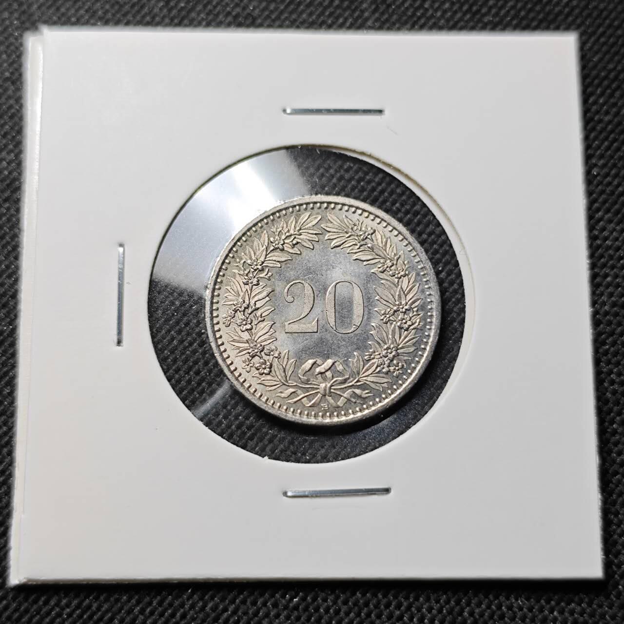 KK钱币收藏小铺  第414期 2月预留时间 周末发货 1995瑞士20分 