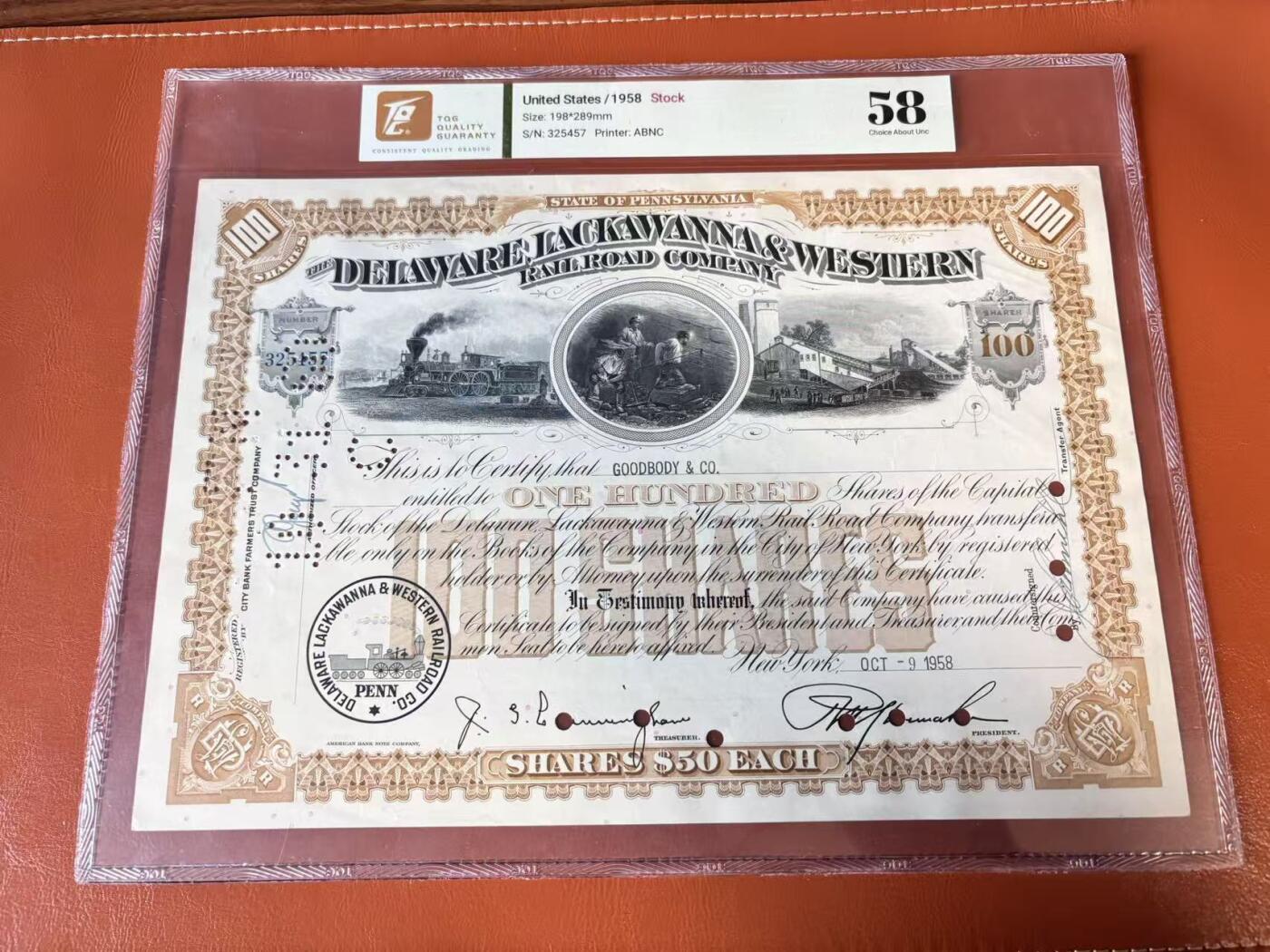 【Blue Auction】世界纸币精拍第802期——18级TOP拍卖/信誉/品质/专业/高效💫  【一组4张】美国 1939-68年 大票幅 雕版印刷股票一组 TQG58-53