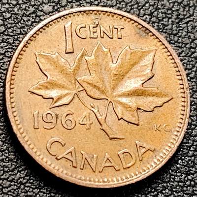 泉币菌-第219场-拍品多 请提前出价 - 枫叶 1965年 加拿大1分青铜币 伊丽莎白二世 19毫米 