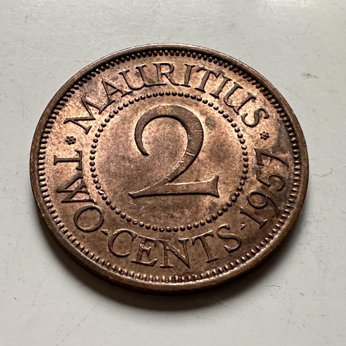 🌹外币初藏🌹🐯2026年第36场   每周二四六晚8️⃣点 接代拍 英属毛里求斯1957年2分