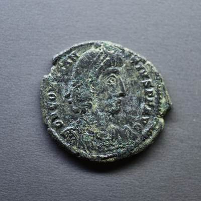 【良泉】4月16日【西方古代打制币】拍卖108件 - 【百分币】公元337-361年【古罗马】君士坦提乌斯二世“重现幸福时光”大铜币，安条克造币厂，4.3克