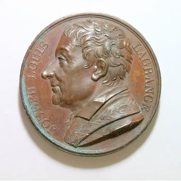 法国1818年 大数学家拉格朗日高浮雕精制大铜章 40MM
