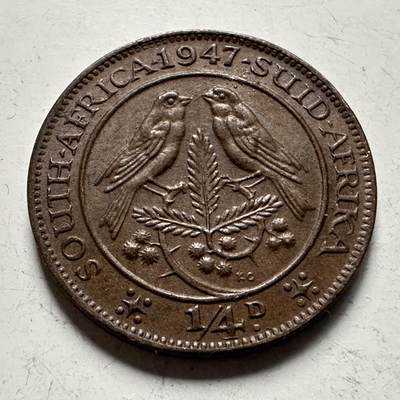 🌹外币初藏🌹🐯2026年第36场   每周二四六晚8️⃣点 接代拍 - 英属南非1947年1/4便士 一法新