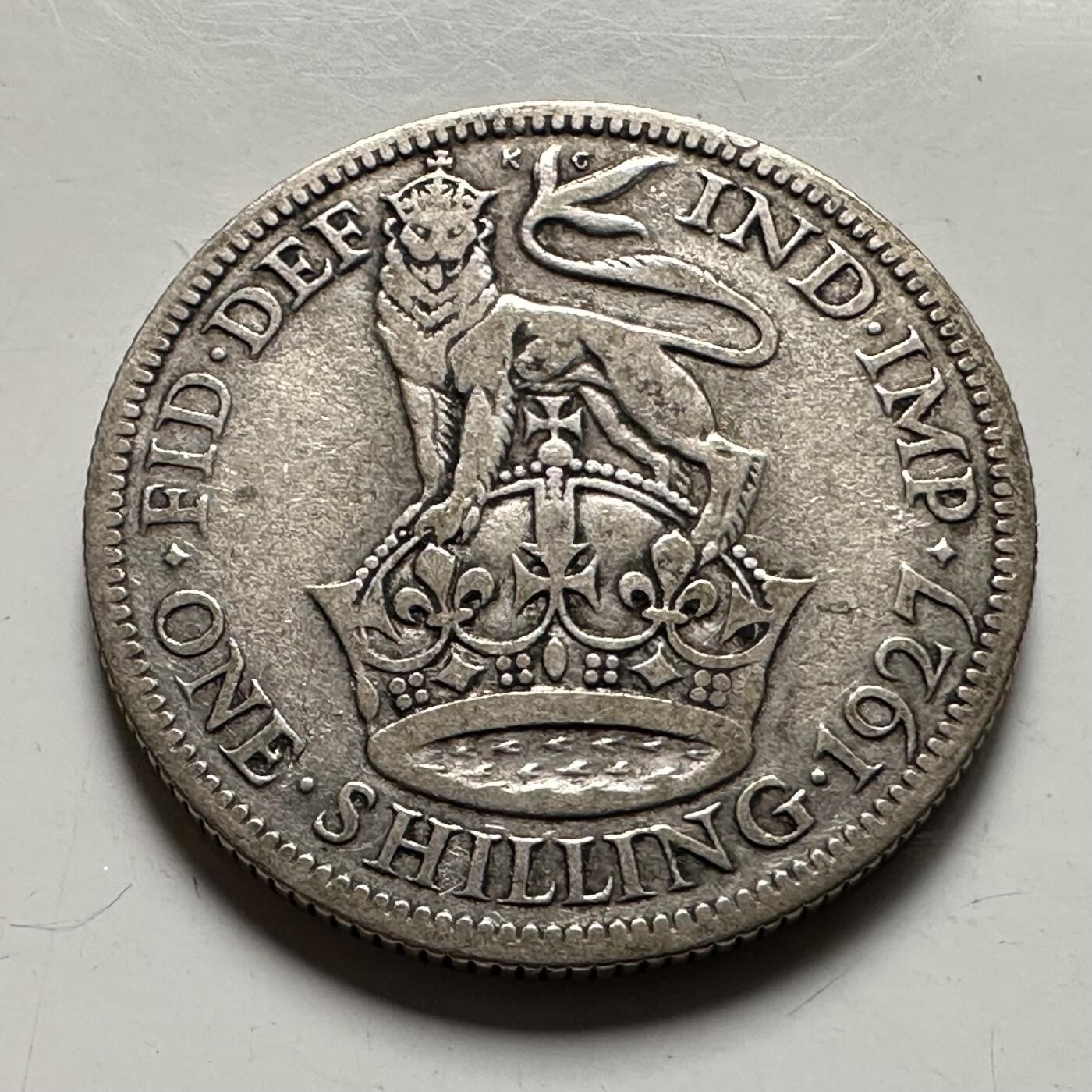 🌹外币初藏🌹🐯2026年第36场   每周二四六晚8️⃣点 接代拍 英国 1927年1先令银币 50%银-5.66g-23.5mm 