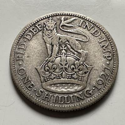 🌹外币初藏🌹🐯2026年第36场   每周二四六晚8️⃣点 接代拍 - 英国 1927年1先令银币 50%银-5.66g-23.5mm 