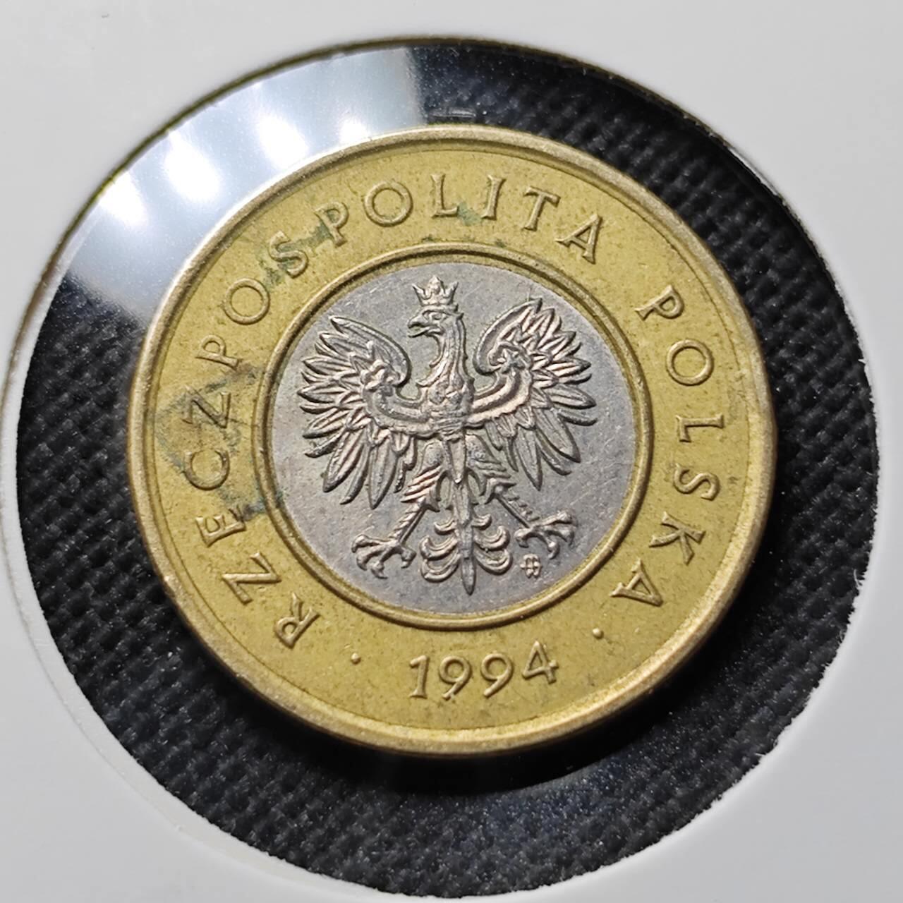 KK钱币收藏小铺  第414期 2月预留时间 周末发货 1994波兰2兹罗提 双色币