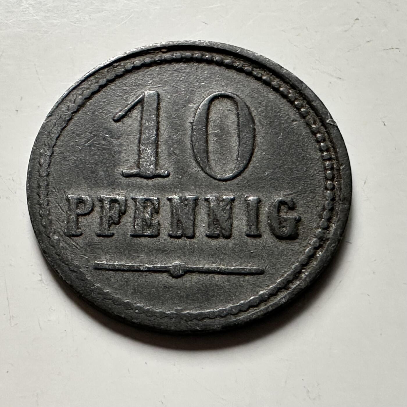 🌹外币初藏🌹🐯2026年第36场   每周二四六晚8️⃣点 接代拍 德国卡塞尔战俘营 10芬尼 锌质代用币（一战时期）