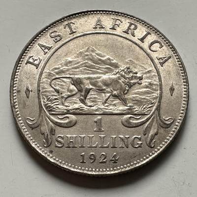 🌹外币初藏🌹🐯2026年第36场   每周二四六晚8️⃣点 接代拍 - 英属东非 1924年  1先令银币 25%银-7.78g-27.4mm 银色好