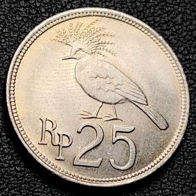 泉币菌-第219场-拍品多 请提前出价 - 印尼25卢比铜镍币 维多利亚冠鸽 20毫米3.5克
