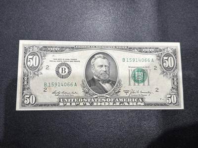 《外钞收藏家》第六百二十三期（精选场）（长期征集拍品、欢迎藏友们联系合作） - 1969年美国小头版50美元 非全新 有针孔和字