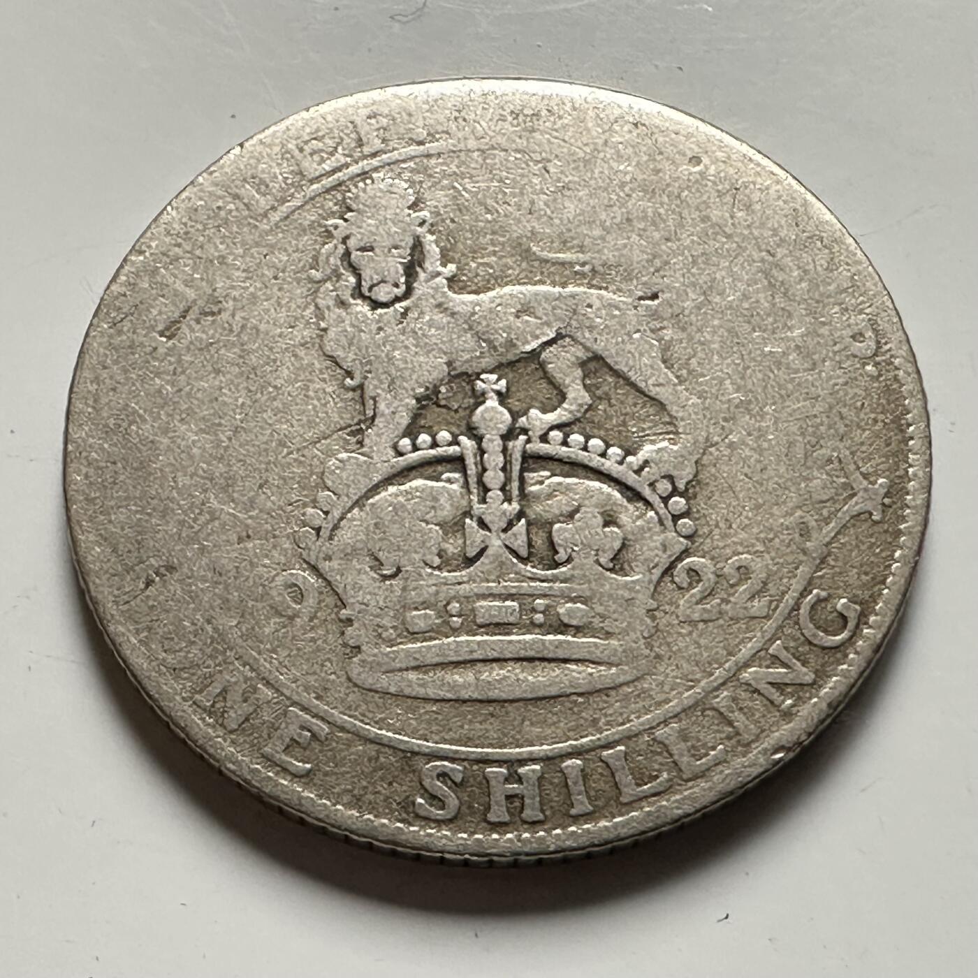 🌹外币初藏🌹🐯2026年第36场   每周二四六晚8️⃣点 接代拍 英国 1922年1先令银币 50%银-5.66g-23.5mm a