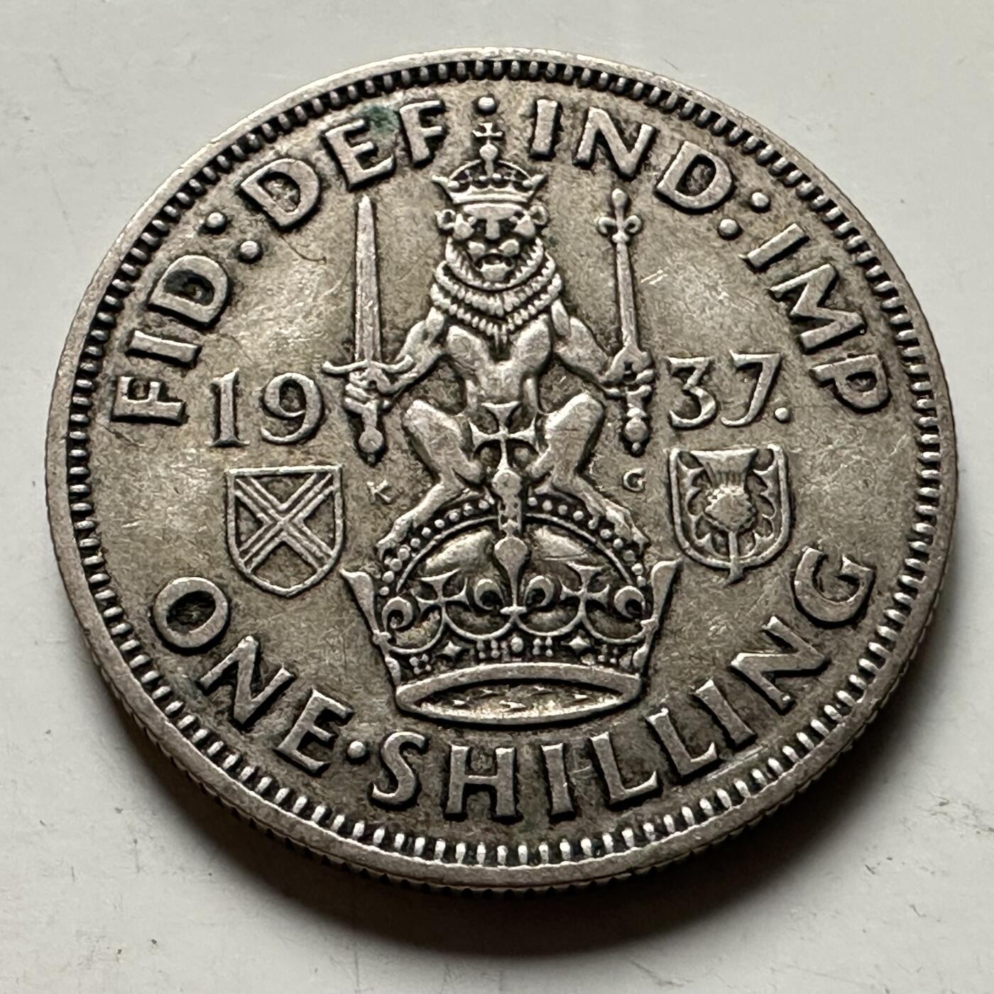 🌹外币初藏🌹🐯2026年第36场   每周二四六晚8️⃣点 接代拍 英国 1937年1先令银币 50%银-5.66g-23.5mm 