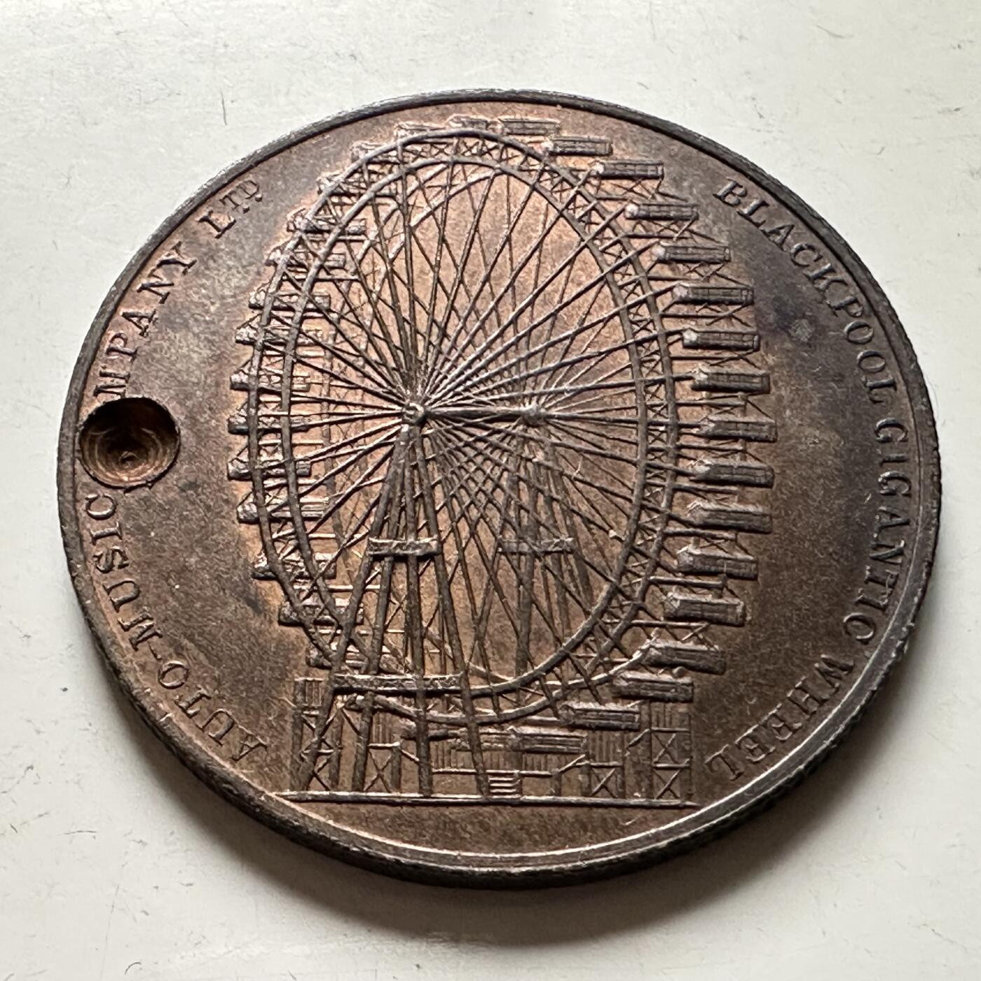 🌹外币初藏🌹🐯2026年第36场   每周二四六晚8️⃣点 接代拍 英国 布莱克浦巨型摩天轮  铜质纪念章代用币token