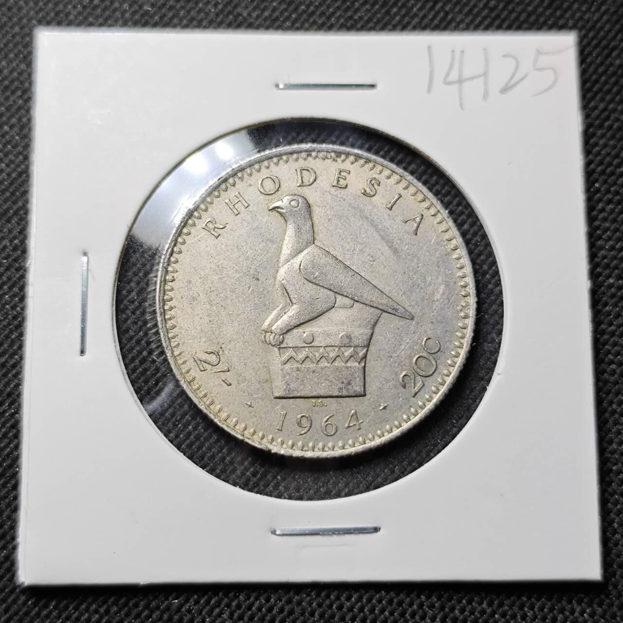 KK钱币收藏小铺  第414期 2月预留时间 周末发货 1964英属罗德西亚20分