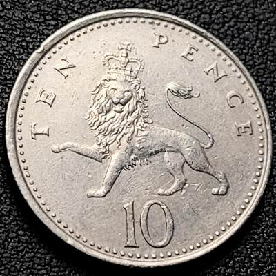 泉币菌-第219场-拍品多 请提前出价 - 英国1992年 10便士铜镍币 24.5mm 伊丽莎白二世女王 皇冠狮子