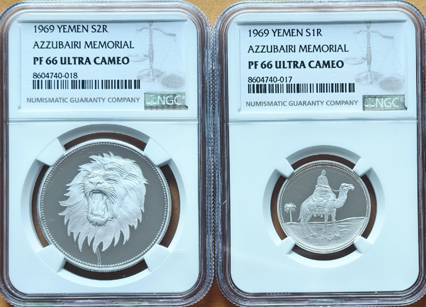NGC-PF66UC 1969也门银币一对PF