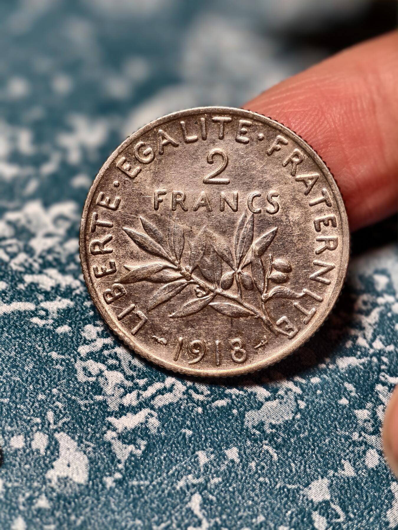 抚柳草堂-第二十一期章牌钱币  奖章勋章 满百包邮 放漏专场 1918法国2法郎播种女神银币 重10.2g 法兰西第三共和国时期经典流通银币 雕刻家名家Oscar Roty设计 原光好品细节到位