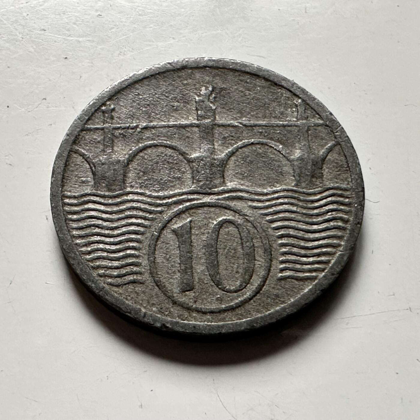 🌹外币初藏🌹🐯2026年第36场   每周二四六晚8️⃣点 接代拍 波希米亚和摩拉维亚保护国 1941年 10赫勒 锌质流通币