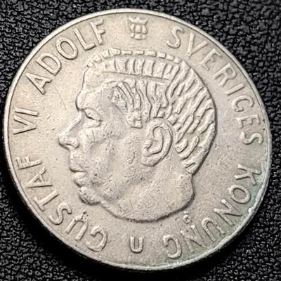 泉币菌-第219场-拍品多 请提前出价 - 瑞典1969年1克朗铜镍币，古斯塔夫六世国王，25mm