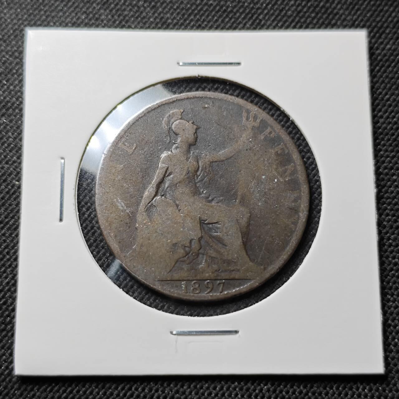 KK钱币收藏小铺  第414期 2月预留时间 周末发货  1897英国1便士