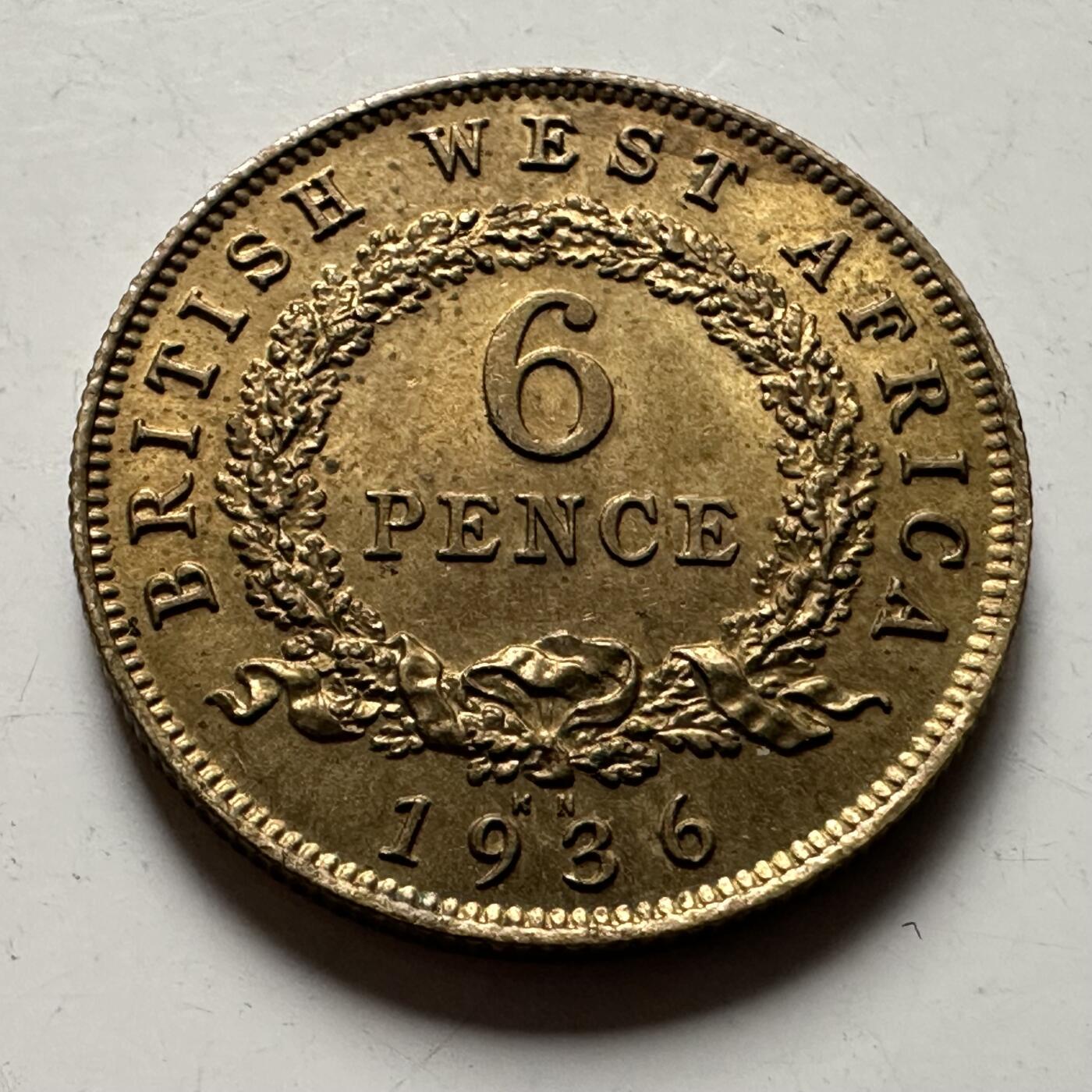 🌹外币初藏🌹🐯2026年第36场   每周二四六晚8️⃣点 接代拍 英属西非 1936年 乔治五世KN版 6便士 原光好品