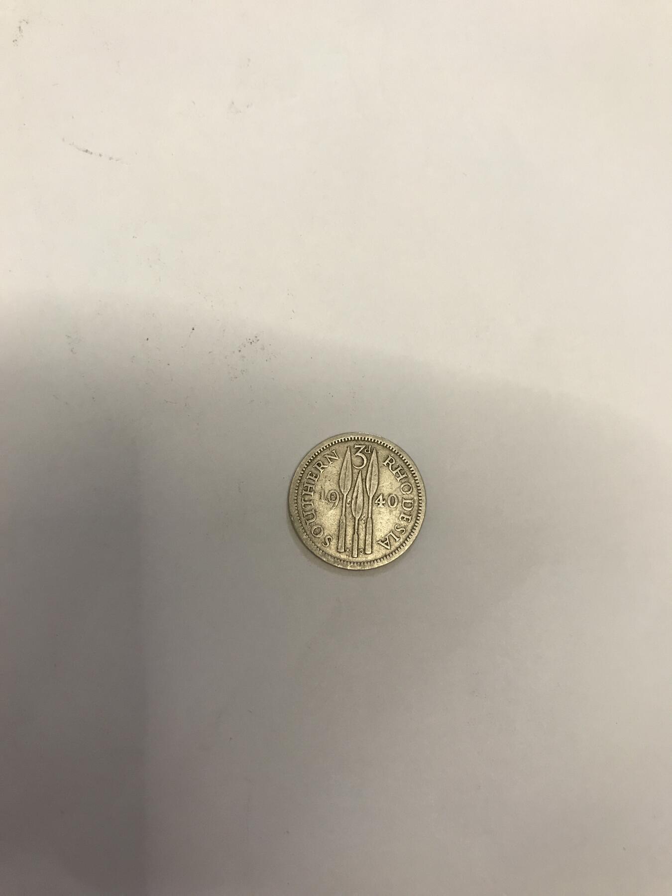 南罗得西亚1940年三便士小银币
