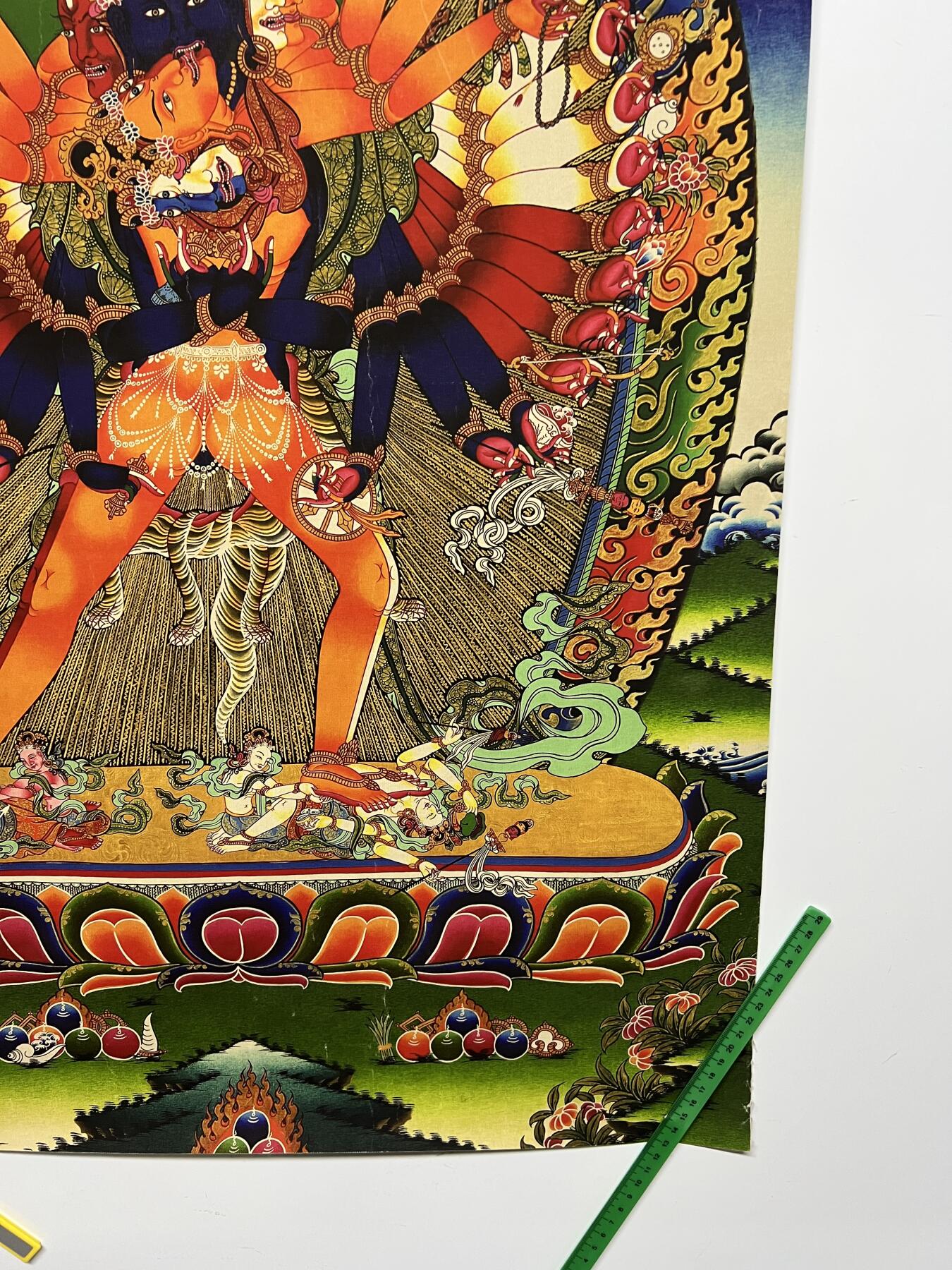 零元拍：唐卡装饰艺术复制画 （非原画）做旧工艺 名稱：大威德金刚 规格：83✖️59