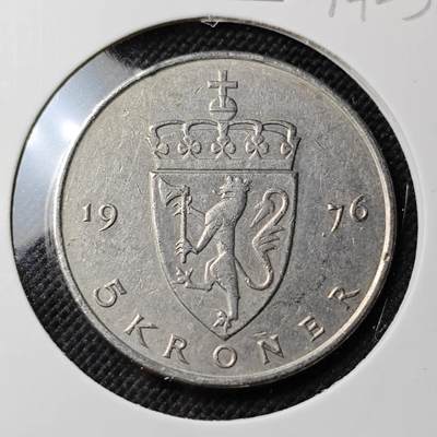 KK钱币收藏小铺  第414期 2月预留时间 周末发货 - 1976挪威5克朗 