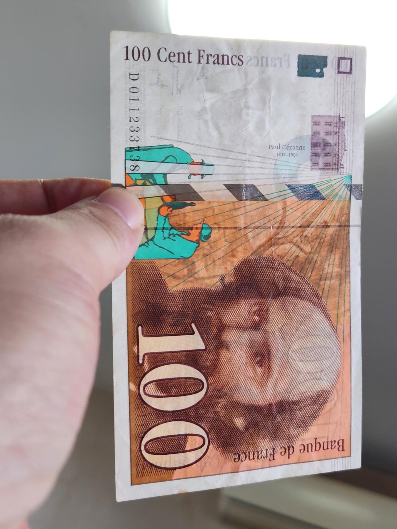 4月1号晚上8点 中外纸币自动截拍第50场 100法郎原票美品