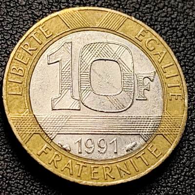 泉币菌-第219场-拍品多 请提前出价 - 1991年 法国10法郎双色币 天使 小飞人 自由保护神 23mm 入欧前末版币 绝版币 