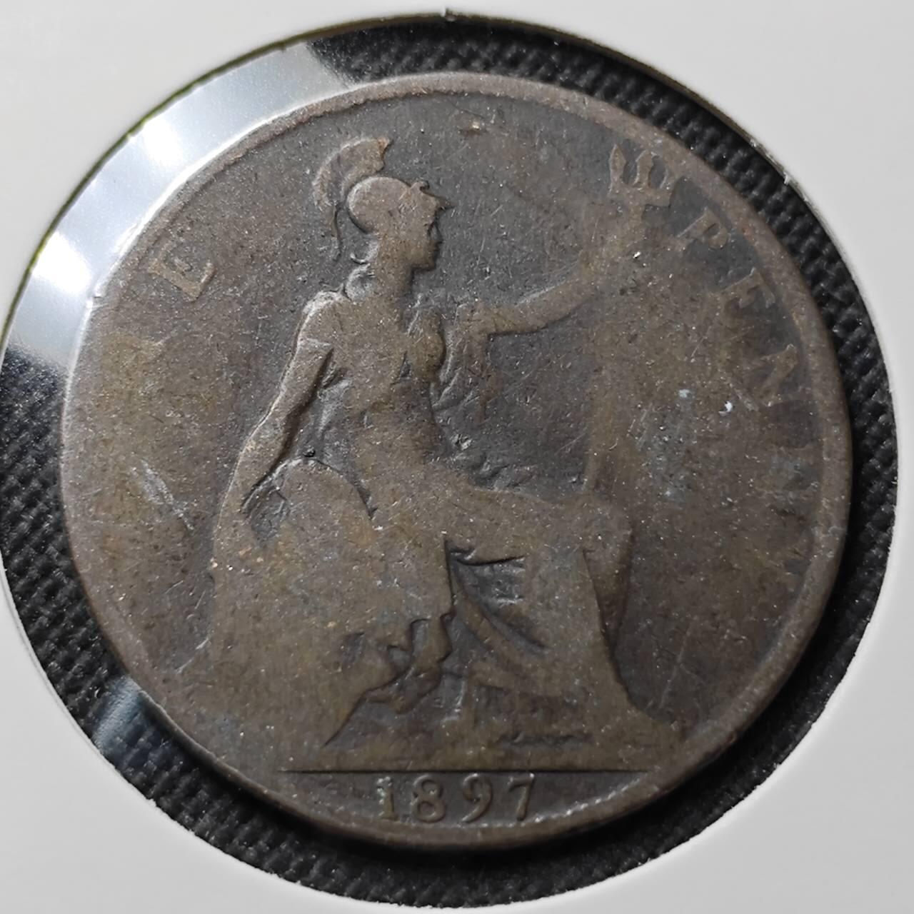 KK钱币收藏小铺  第414期 2月预留时间 周末发货  1897英国1便士