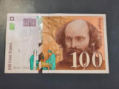 4月1号晚上8点 中外纸币自动截拍第50场 - 100法郎原票美品