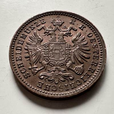 🌹外币初藏🌹🐯2026年第36场   每周二四六晚8️⃣点 接代拍 - 奥匈帝国 1885年 弗朗茨·约瑟夫一世 1克鲁泽尔 大鹰版 铜币