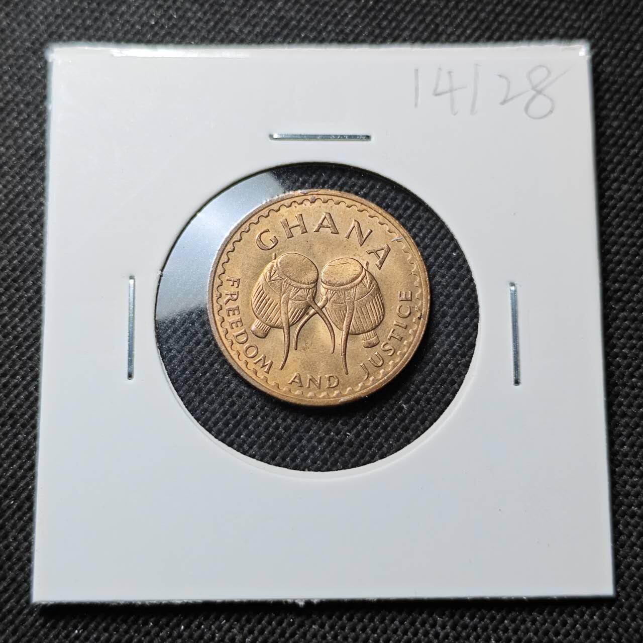 KK钱币收藏小铺  第414期 2月预留时间 周末发货 1967加纳1/2比塞瓦 好品