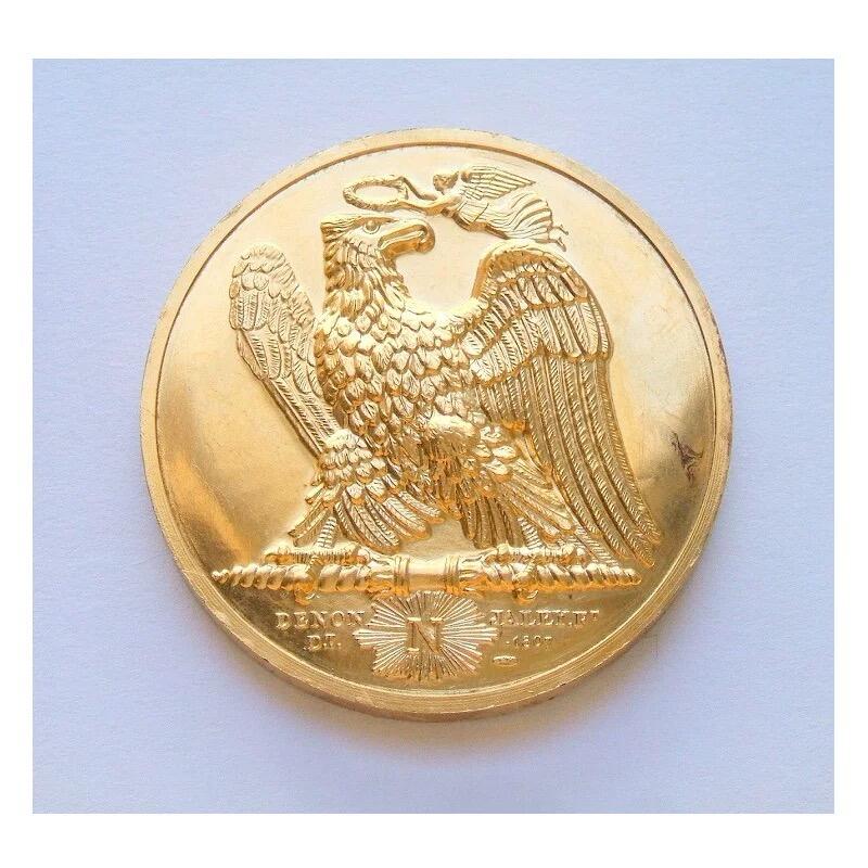 【艺术】法国艺术大章纪念1798年 拿破仑远征埃及+雄鹰高浮雕精制大镀金章 40MM