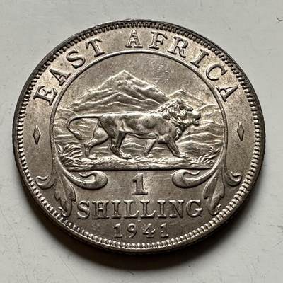 🌹外币初藏🌹🐯2026年第36场   每周二四六晚8️⃣点 接代拍 - 英属东非 1941年  1先令银币 25%银-7.78g-27.4mm 银色好 b