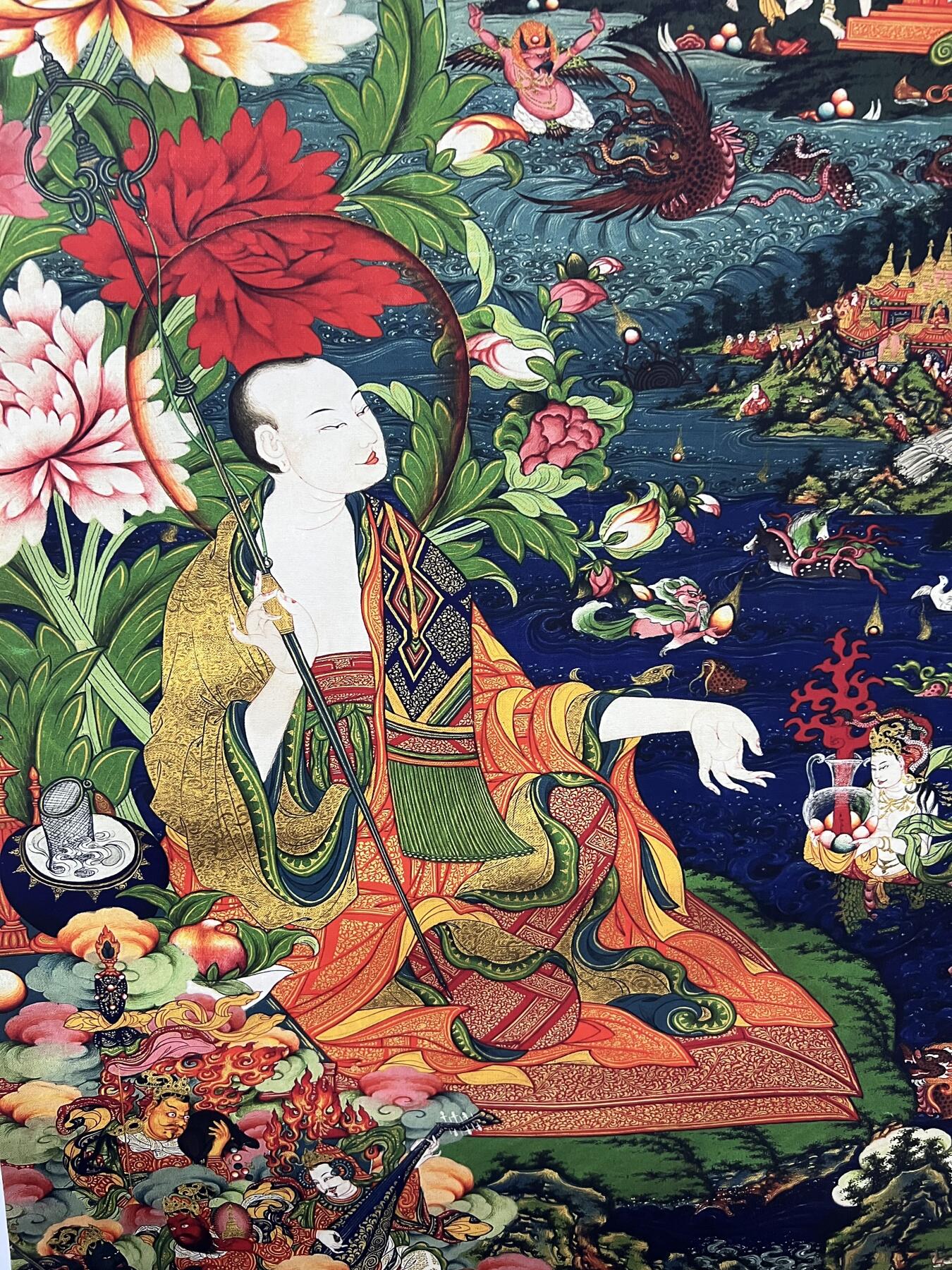 零元拍：唐卡装饰艺术复制画 （非原画）做旧工艺 名稱：米拉日巴尊者 规格：51✖️71 