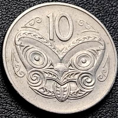 泉币菌-第218场-拍品多 请提前出价 - 新西兰1978年 10分铜镍币 伊丽莎白二世 毛利人面具 23.62mm